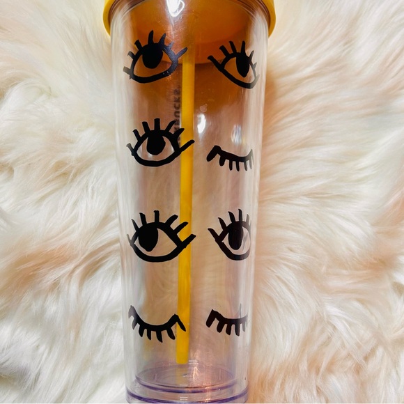 Starbucks Clear Winking Eye Cold Cup Tumbler 24oz Limited Edition NWT 2017 Rare - Picture 13 of 14